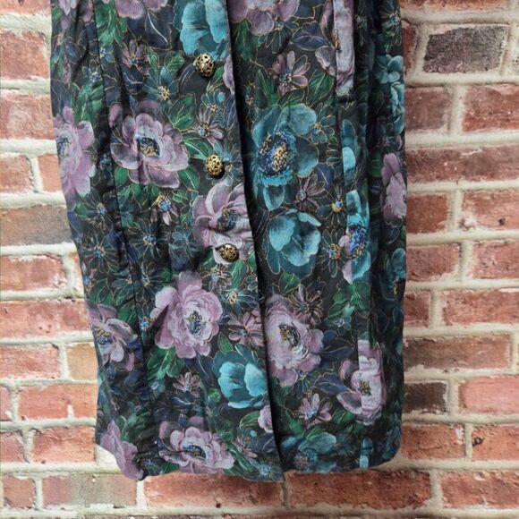 Vintage 80s AllβThat Jazz Yellow Dress 13/14 Puff Sleeve Button Sheath V Neck - Picture 4 of 7